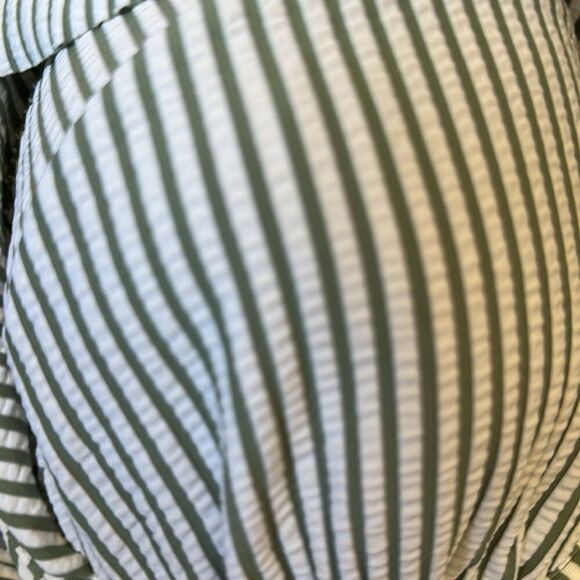 Lane Bryant | Cacique Swim Seersucker Stripe Hedge Green Balconette Top & Skirt - Picture 6 of 9